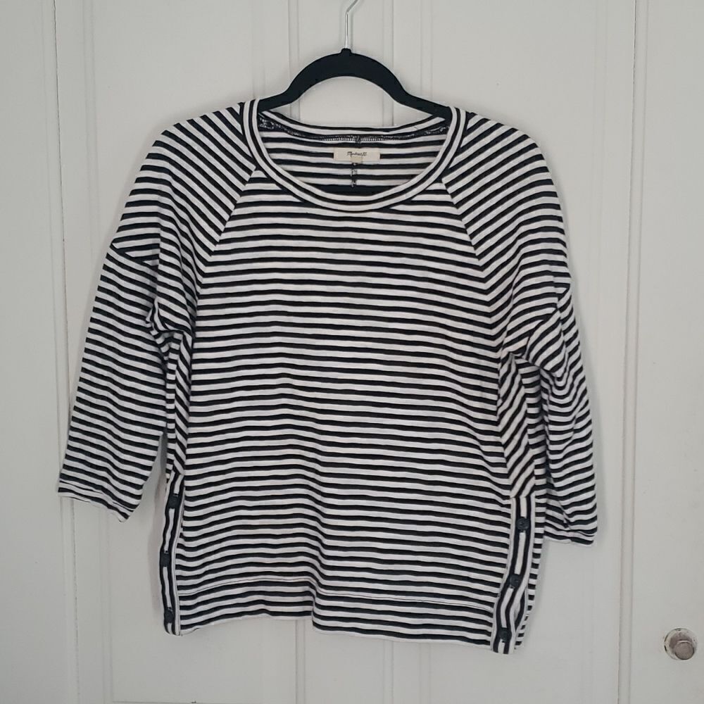 Madewell Black & White Striped Boxy Top